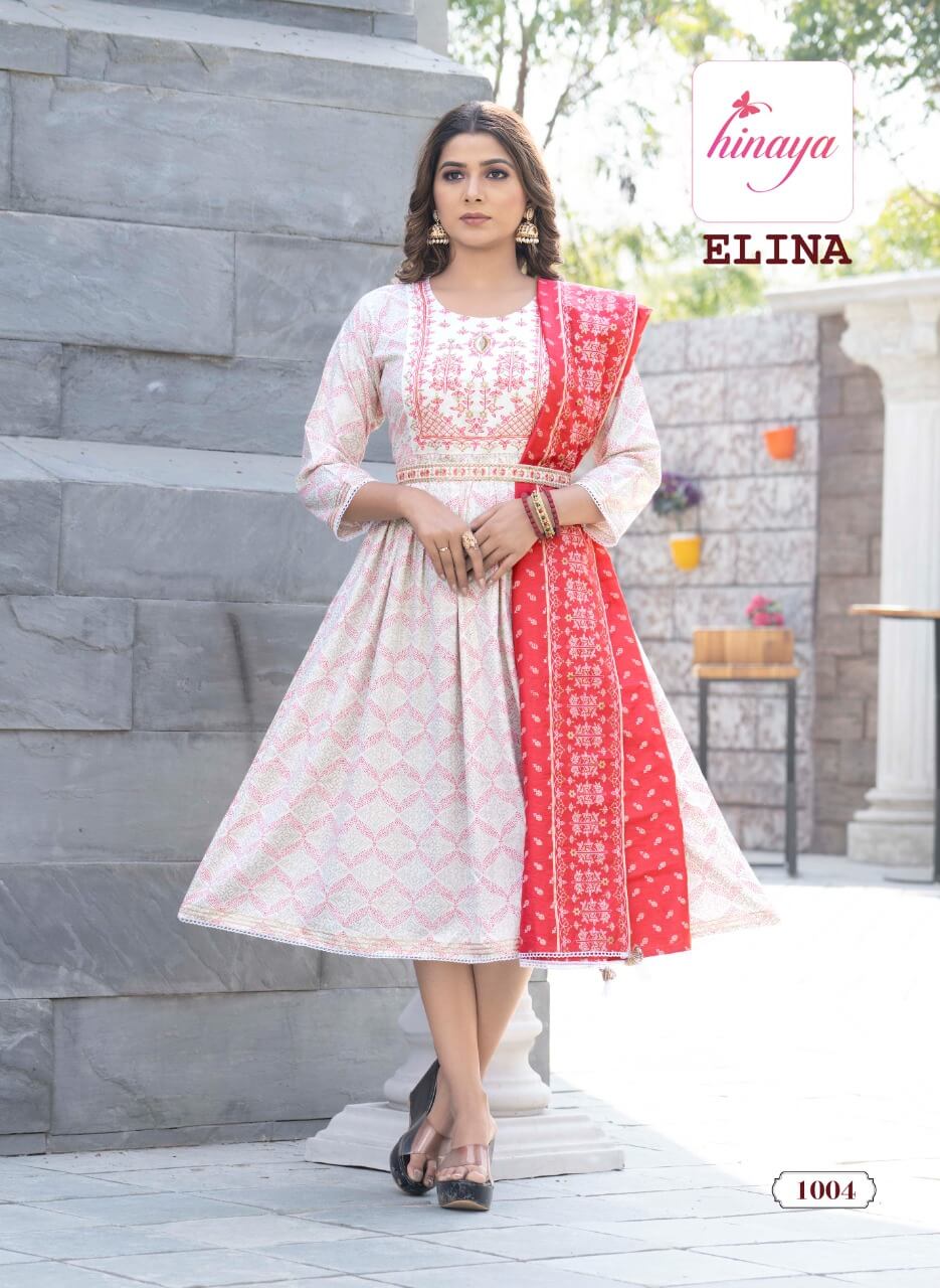 Hinaya Elina Vol 1 Heavy Festive Wear Wholesale Anarkali Kurtis With Dupatta Catalog